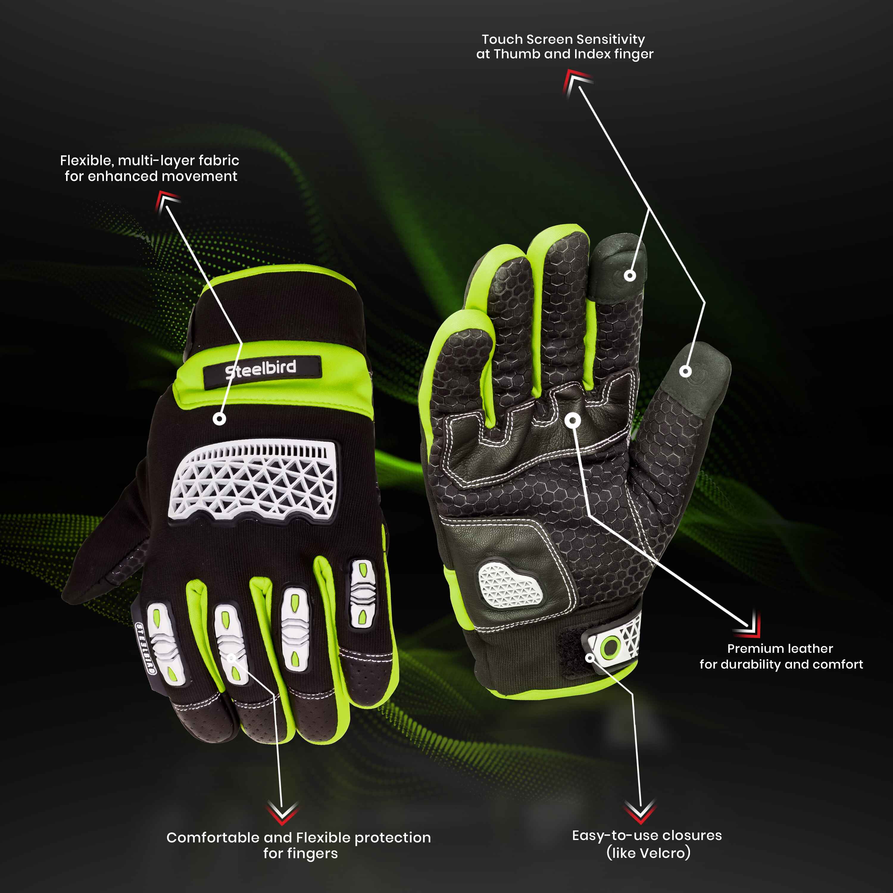 Steelbird Fighter Gloves-Neon Green